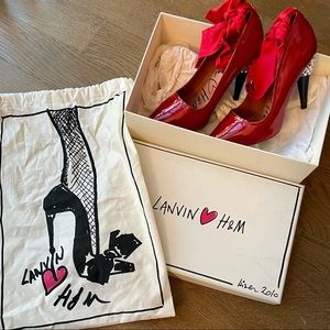 Lanvin x H&M Red Patent Pump Shoes with Rhinestones